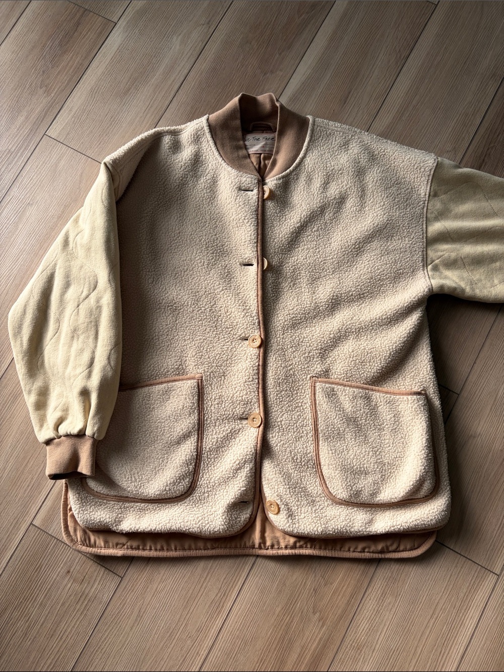 We The Free Cream and Tan Teddy Jacket